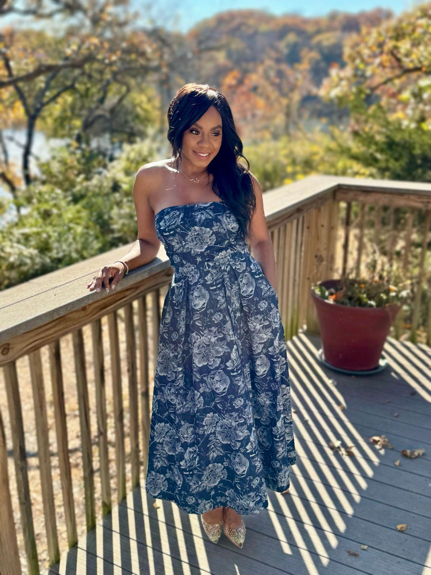 Strapless denim dress